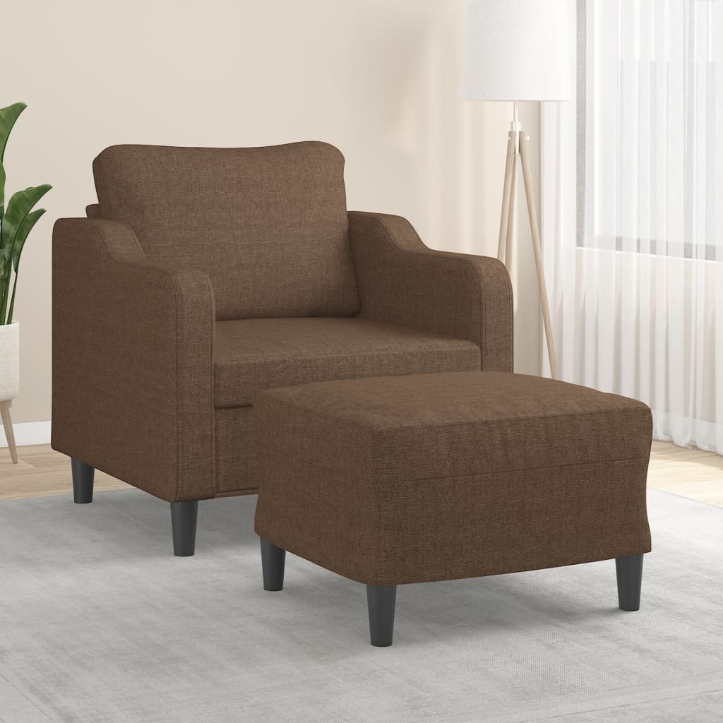 Fauteuil met voetenbank 60 cm stof bruin is nu te koop bij PeponiXL, paradijselijk wonen!