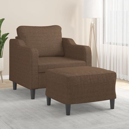 Fauteuil met voetenbank 60 cm stof bruin is nu te koop bij PeponiXL, paradijselijk wonen!