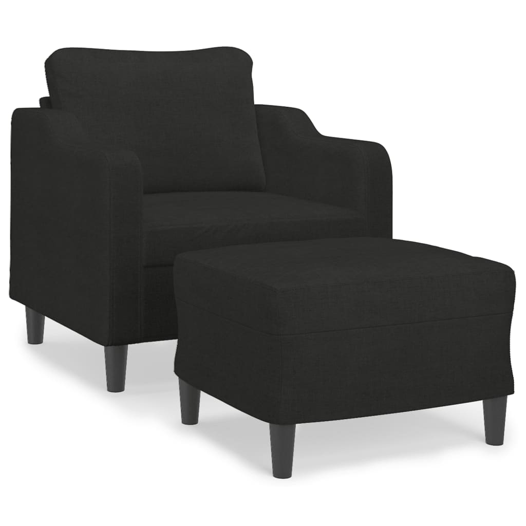 Fauteuil met voetenbank 60 cm stof zwart is nu te koop bij PeponiXL, paradijselijk wonen!