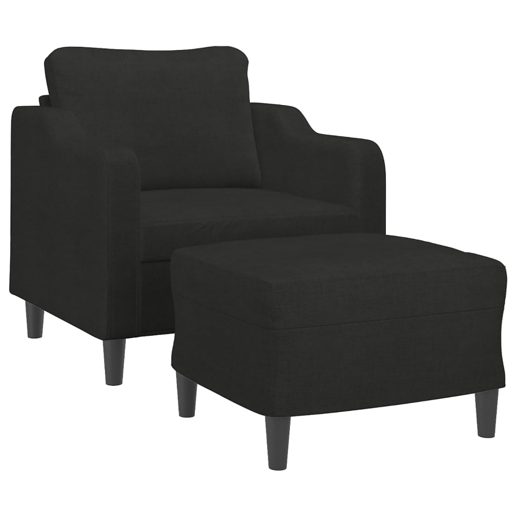 Fauteuil met voetenbank 60 cm stof zwart is nu te koop bij PeponiXL, paradijselijk wonen!