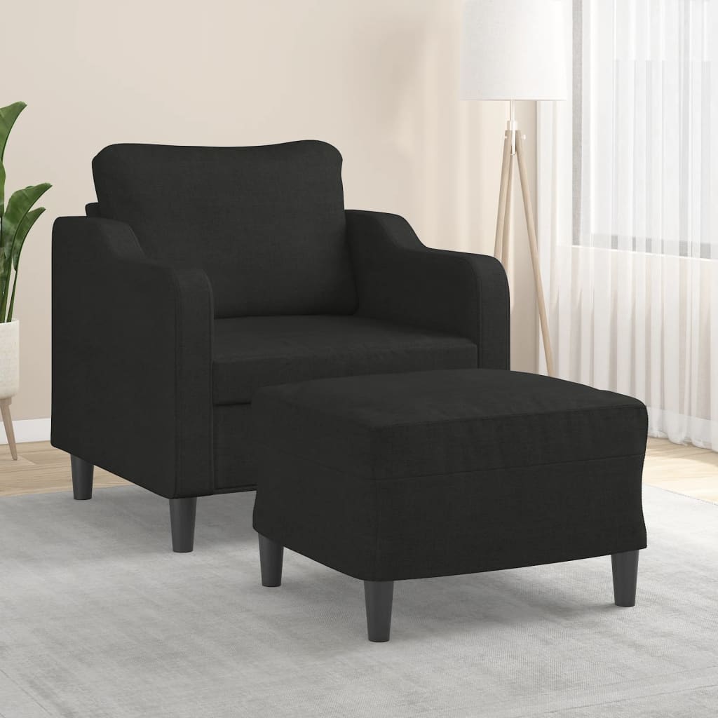 Fauteuil met voetenbank 60 cm stof zwart is nu te koop bij PeponiXL, paradijselijk wonen!
