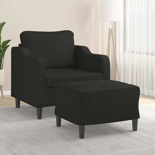 Fauteuil met voetenbank 60 cm stof zwart is nu te koop bij PeponiXL, paradijselijk wonen!