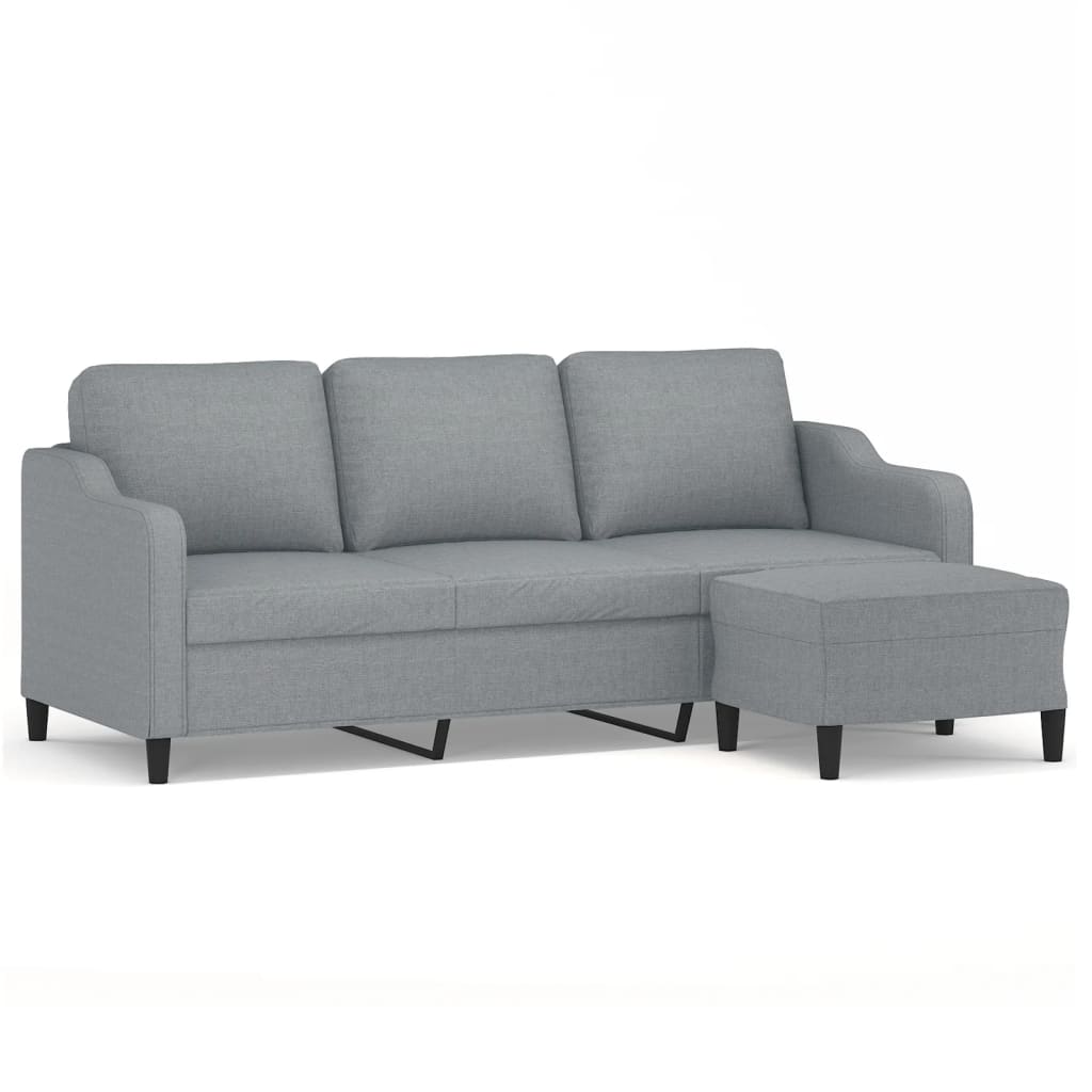 Driezitsbank met voetenbank 180 cm stof lichtgrijs is nu te koop bij PeponiXL, paradijselijk wonen!