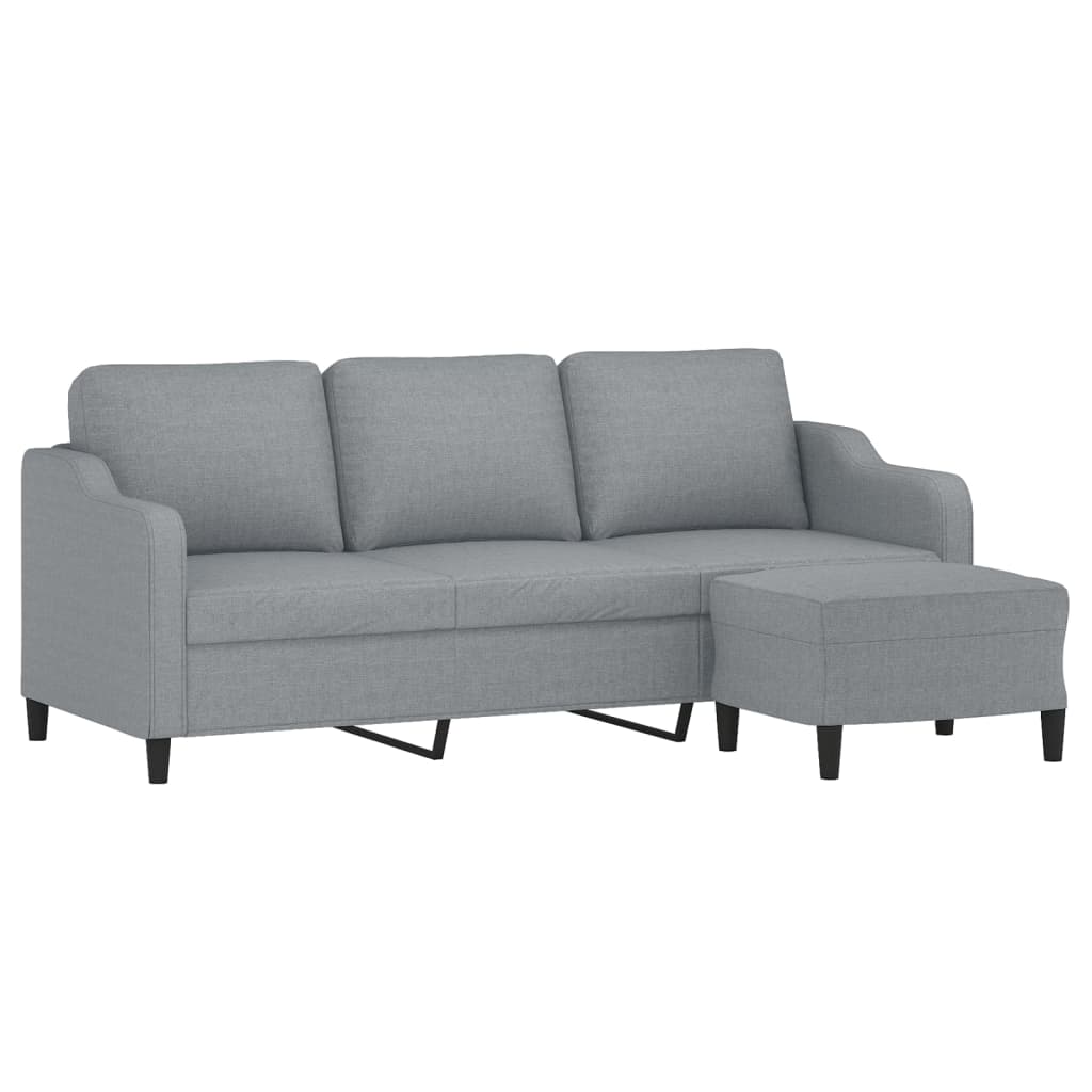 Driezitsbank met voetenbank 180 cm stof lichtgrijs is nu te koop bij PeponiXL, paradijselijk wonen!