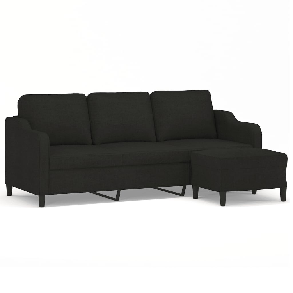 Driezitsbank met voetenbank 180 cm stof zwart is nu te koop bij PeponiXL, paradijselijk wonen!