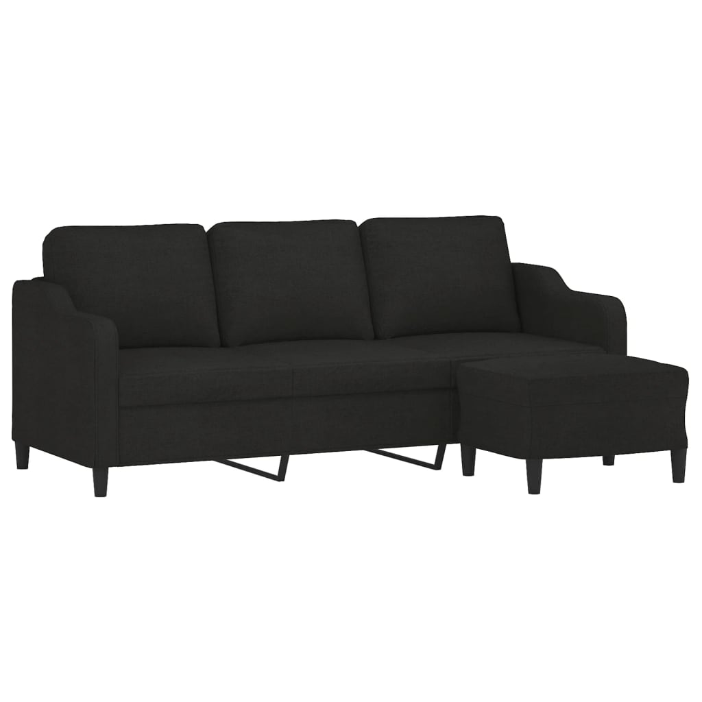 Driezitsbank met voetenbank 180 cm stof zwart is nu te koop bij PeponiXL, paradijselijk wonen!
