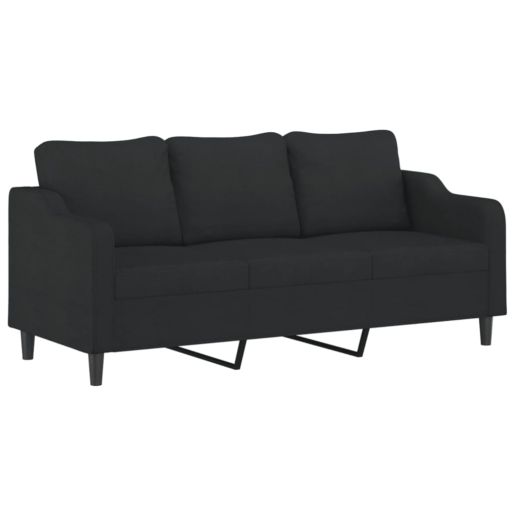 Driezitsbank met voetenbank 180 cm stof zwart is nu te koop bij PeponiXL, paradijselijk wonen!