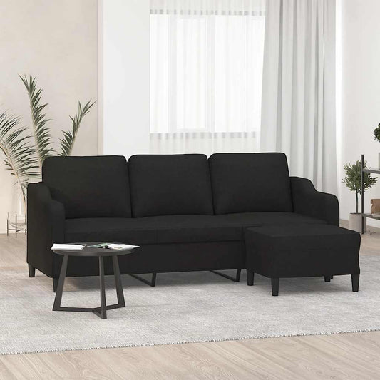 Driezitsbank met voetenbank 180 cm stof zwart is nu te koop bij PeponiXL, paradijselijk wonen!
