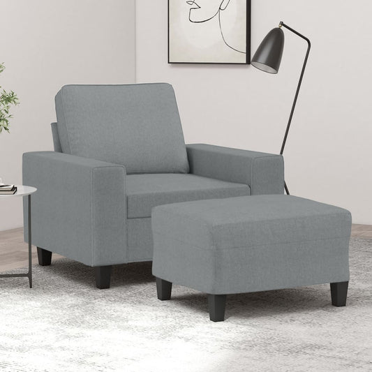 Fauteuil met voetenbank 60 cm stof lichtgrijs is nu te koop bij PeponiXL, paradijselijk wonen!