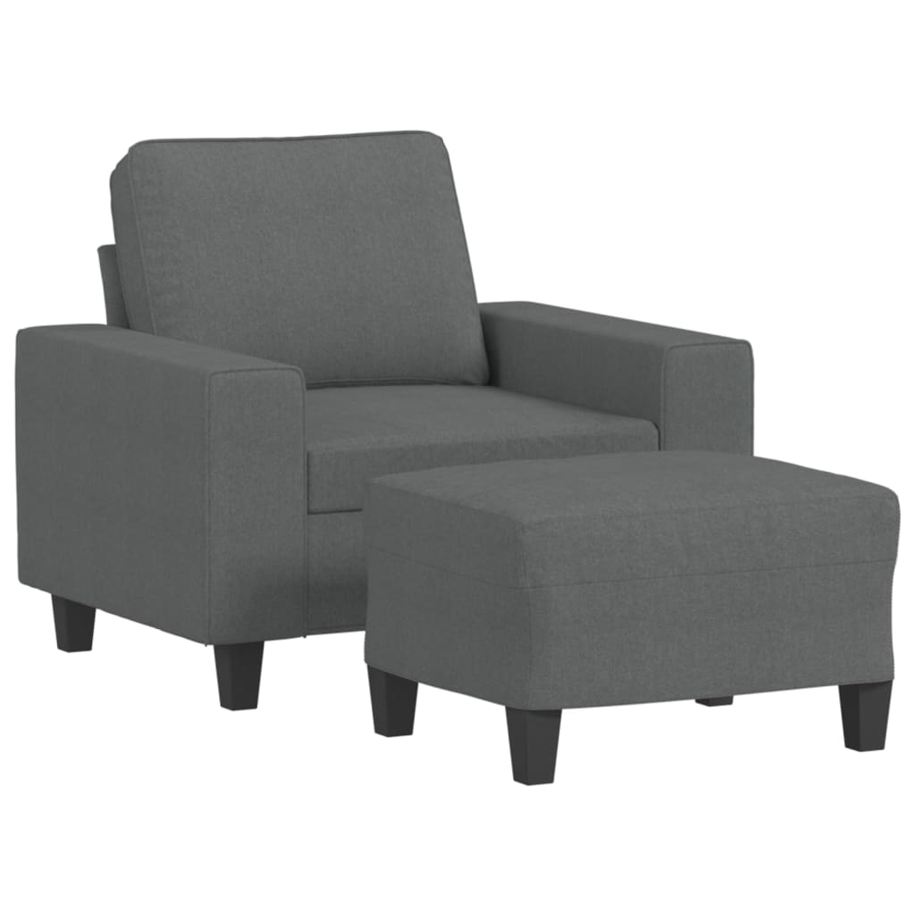 Fauteuil met voetenbank 60 cm stof donkergrijs is nu te koop bij PeponiXL, paradijselijk wonen!