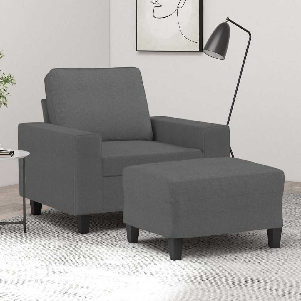 Fauteuil met voetenbank 60 cm stof donkergrijs is nu te koop bij PeponiXL, paradijselijk wonen!