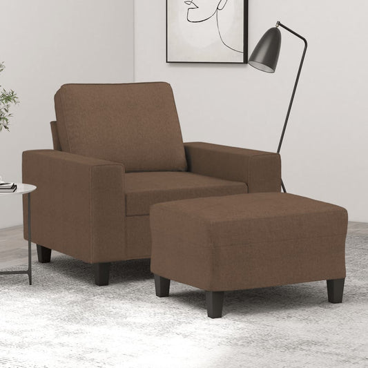 Fauteuil met voetenbank 60 cm stof bruin is nu te koop bij PeponiXL, paradijselijk wonen!