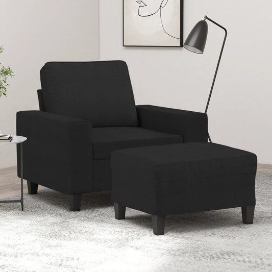 Fauteuil met voetenbank 60 cm stof zwart is nu te koop bij PeponiXL, paradijselijk wonen!