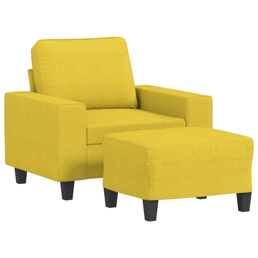 Fauteuil met voetenbank 60 cm stof lichtgeel is nu te koop bij PeponiXL, paradijselijk wonen!