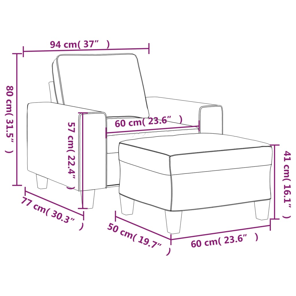 Fauteuil met voetenbank 60 cm stof lichtgeel is nu te koop bij PeponiXL, paradijselijk wonen!