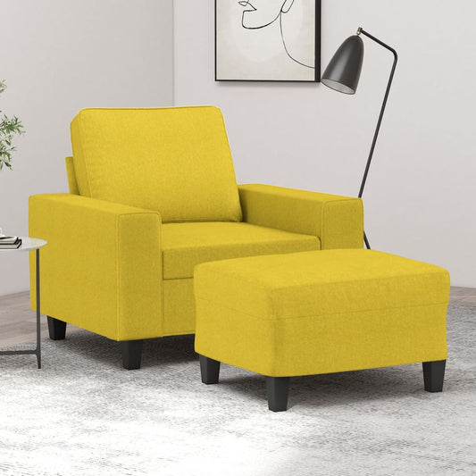 Fauteuil met voetenbank 60 cm stof lichtgeel is nu te koop bij PeponiXL, paradijselijk wonen!