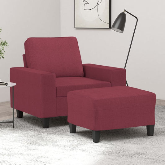 Fauteuil met voetenbank 60 cm stof wijnrood is nu te koop bij PeponiXL, paradijselijk wonen!