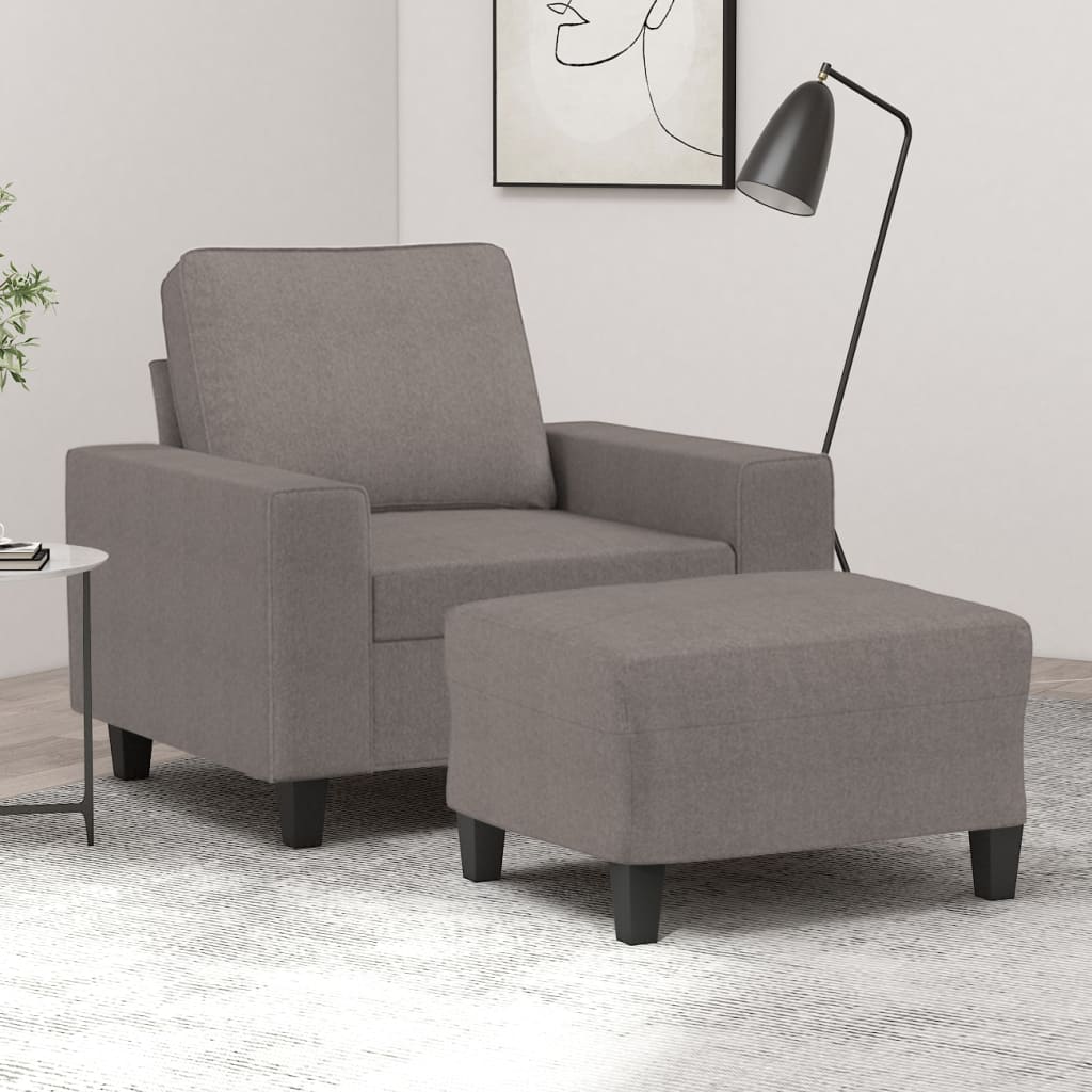 Fauteuil met voetenbank 60 cm stof taupe is nu te koop bij PeponiXL, paradijselijk wonen!