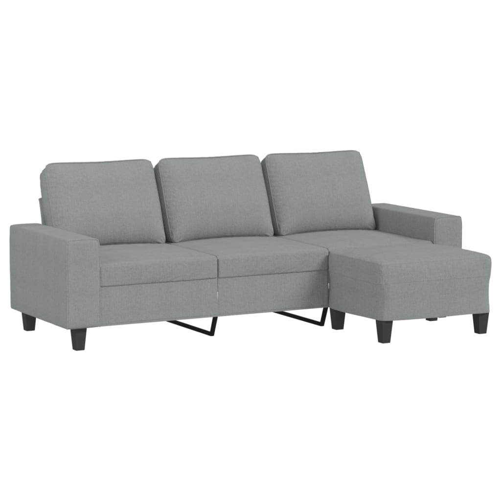 Driezitsbank met voetenbank 180 cm stof lichtgrijs is nu te koop bij PeponiXL, paradijselijk wonen!