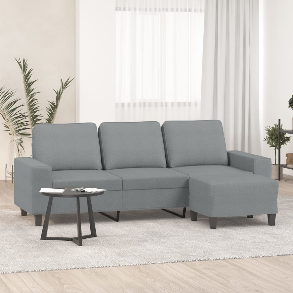 Driezitsbank met voetenbank 180 cm stof lichtgrijs is nu te koop bij PeponiXL, paradijselijk wonen!