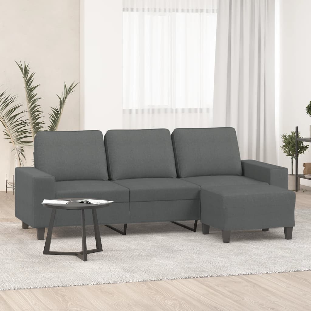 Driezitsbank met voetenbank 180 cm stof donkergrijs is nu te koop bij PeponiXL, paradijselijk wonen!