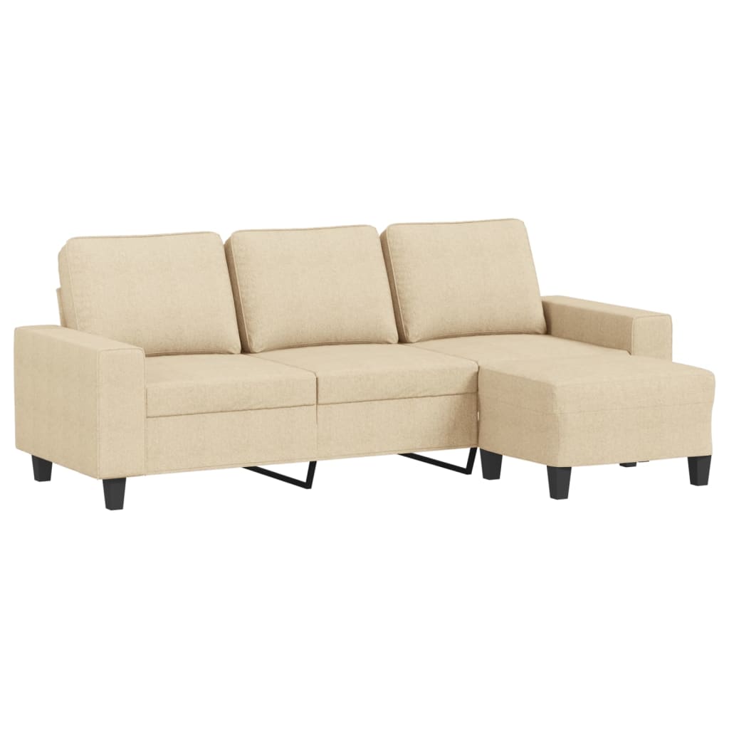 Driezitsbank met voetenbank 180 cm stof crèmekleurig is nu te koop bij PeponiXL, paradijselijk wonen!