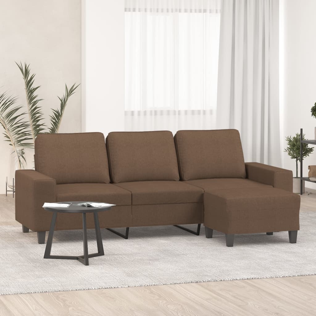 Driezitsbank met voetenbank 180 cm stof bruin is nu te koop bij PeponiXL, paradijselijk wonen!