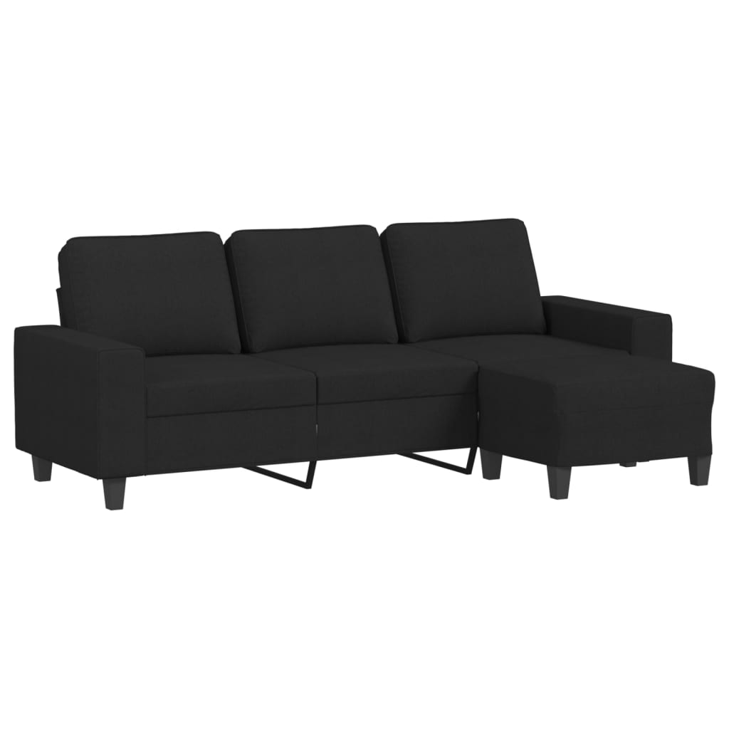 Driezitsbank met voetenbank 180 cm stof zwart is nu te koop bij PeponiXL, paradijselijk wonen!