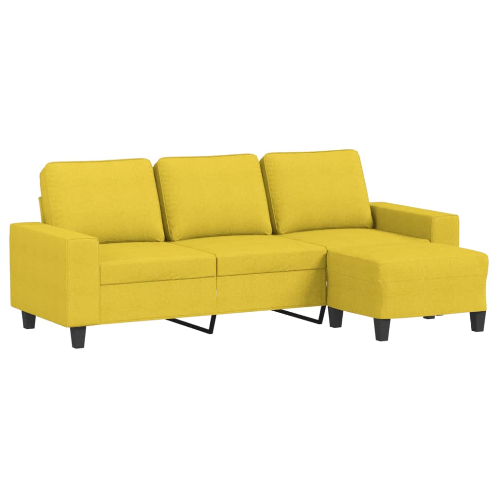Driezitsbank met voetenbank 180 cm stof lichtgeel is nu te koop bij PeponiXL, paradijselijk wonen!