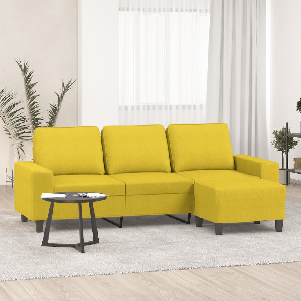 Driezitsbank met voetenbank 180 cm stof lichtgeel is nu te koop bij PeponiXL, paradijselijk wonen!