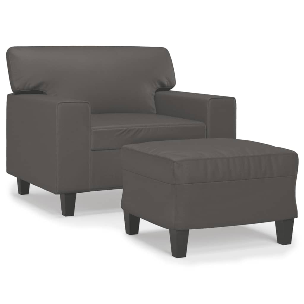 Fauteuil met voetenbank 60 cm kunstleer grijs is nu te koop bij PeponiXL, paradijselijk wonen!