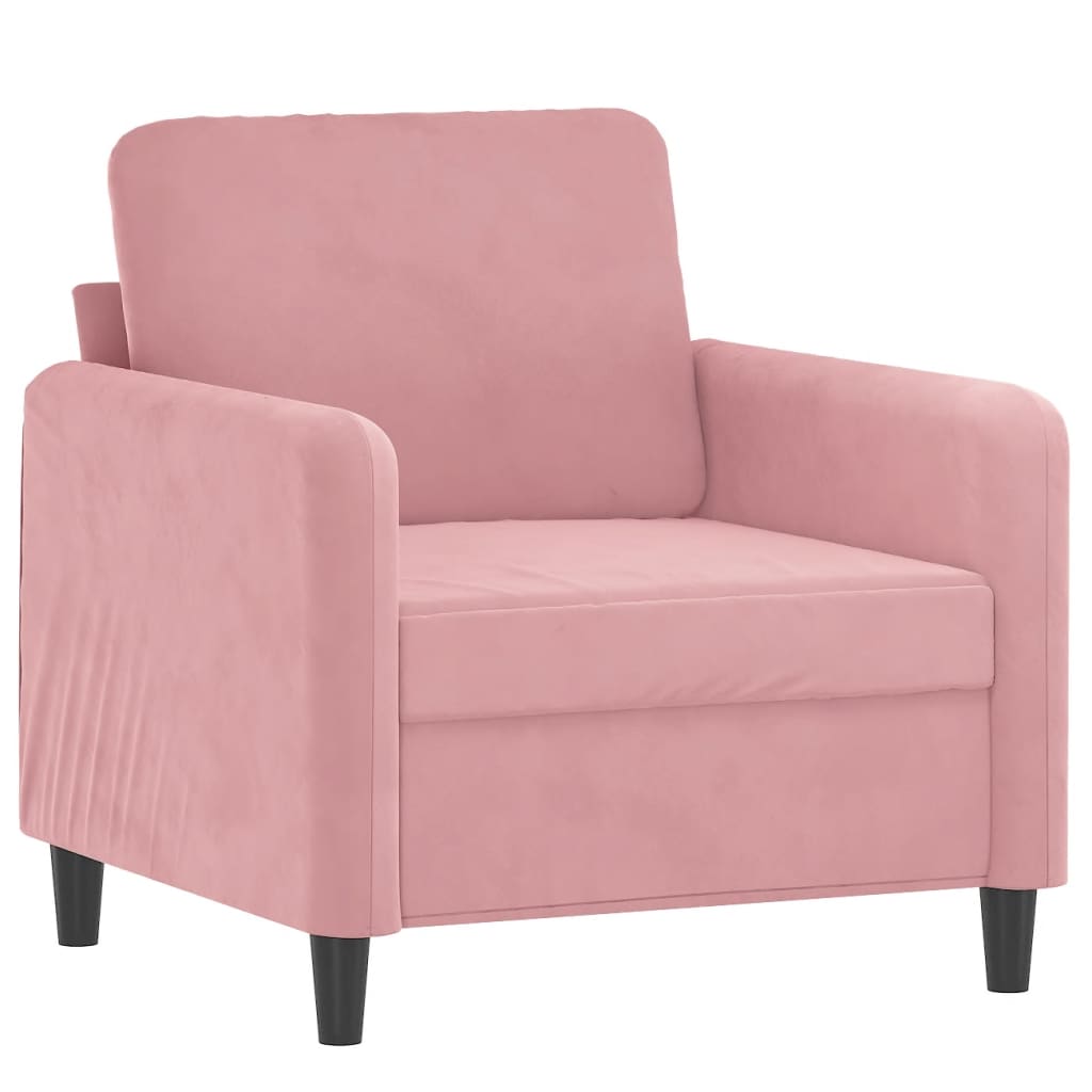 Fauteuil met voetenbank 60 cm fluweel roze is nu te koop bij PeponiXL, paradijselijk wonen!