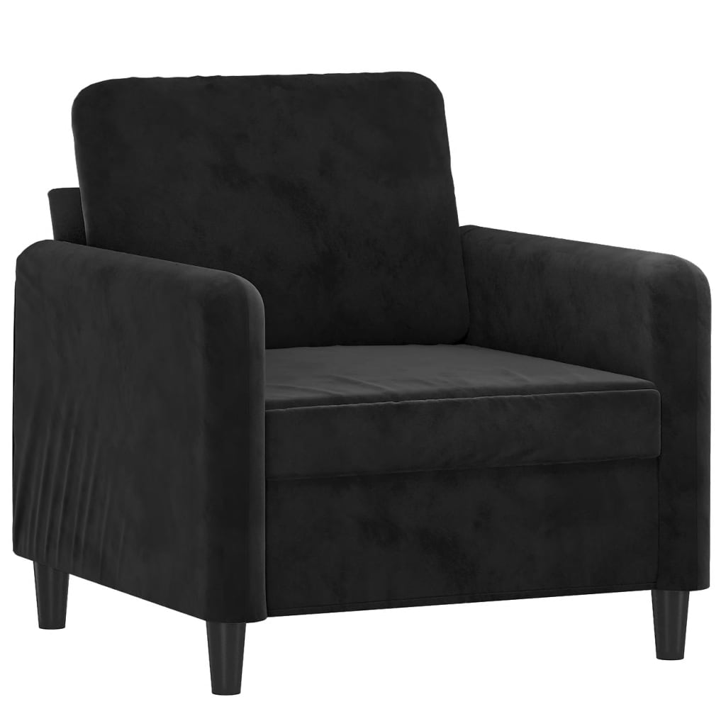 Fauteuil met voetenbank 60 cm fluweel zwart is nu te koop bij PeponiXL, paradijselijk wonen!