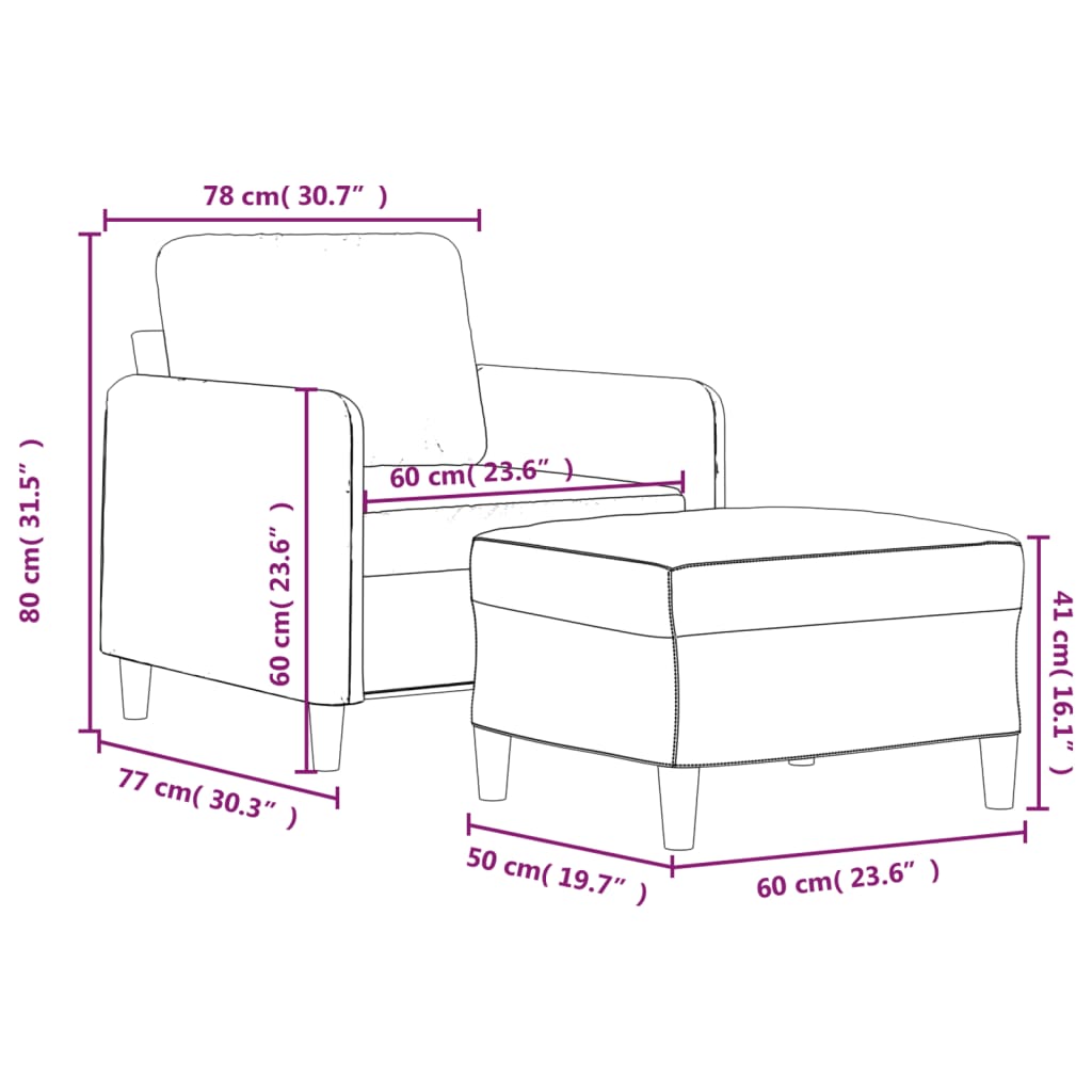 Fauteuil met voetenbank 60 cm fluweel zwart is nu te koop bij PeponiXL, paradijselijk wonen!