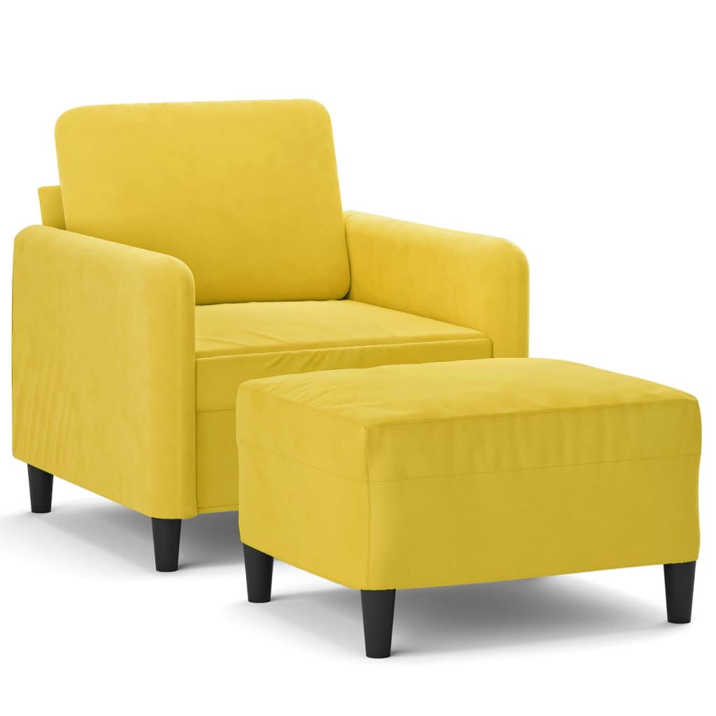 Fauteuil met voetenbank 60 cm fluweel geel is nu te koop bij PeponiXL, paradijselijk wonen!