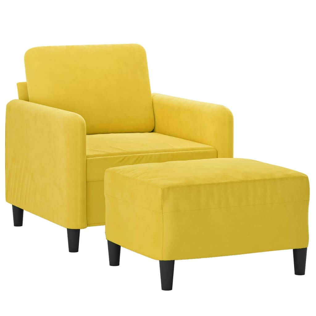 Fauteuil met voetenbank 60 cm fluweel geel is nu te koop bij PeponiXL, paradijselijk wonen!