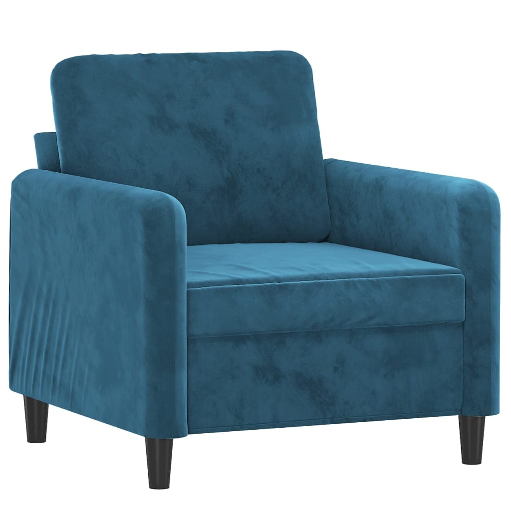 Fauteuil met voetenbank 60 cm fluweel blauw is nu te koop bij PeponiXL, paradijselijk wonen!