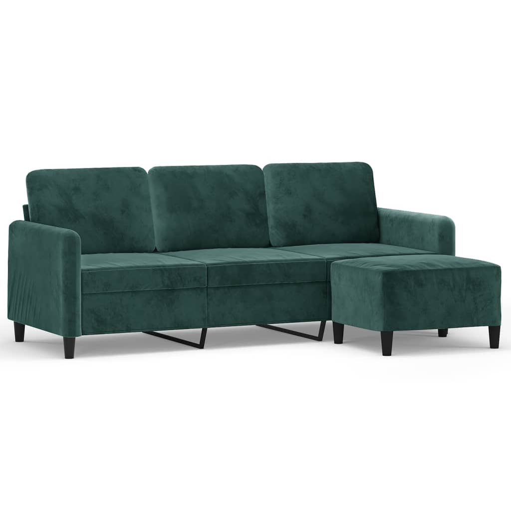 Driezitsbank met voetenbank 180 cm fluweel donkergroen is nu te koop bij PeponiXL, paradijselijk wonen!