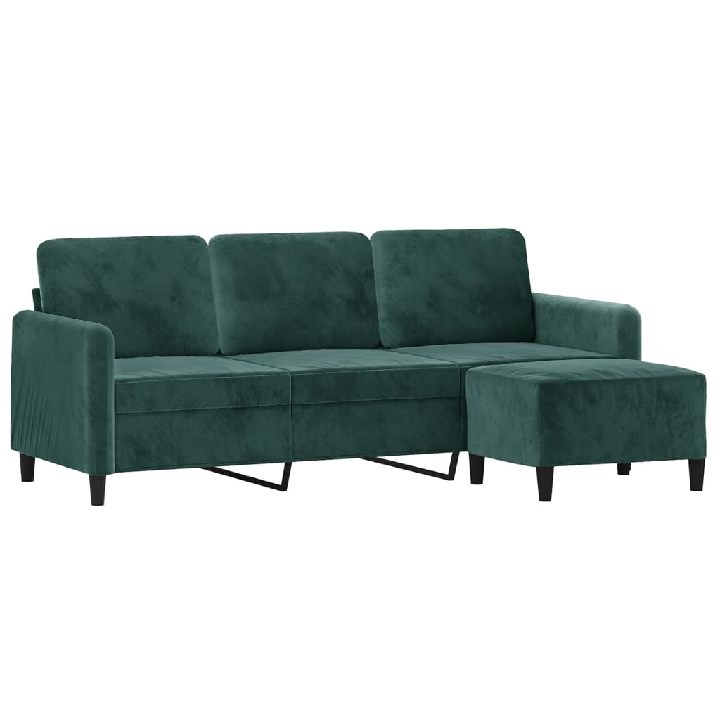 Driezitsbank met voetenbank 180 cm fluweel donkergroen is nu te koop bij PeponiXL, paradijselijk wonen!