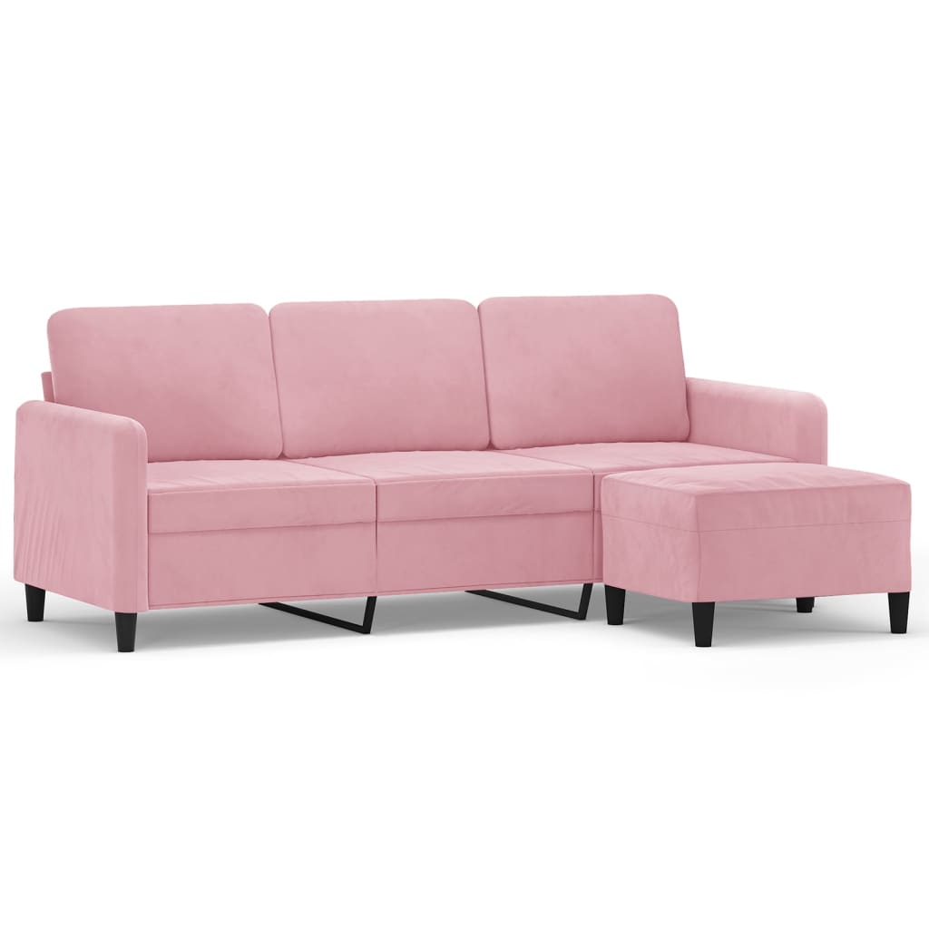 Driezitsbank met voetenbank 180 cm fluweel roze is nu te koop bij PeponiXL, paradijselijk wonen!
