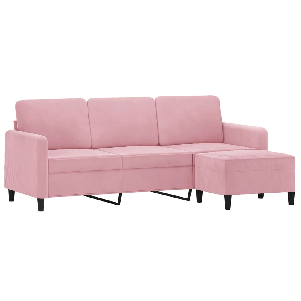 Driezitsbank met voetenbank 180 cm fluweel roze is nu te koop bij PeponiXL, paradijselijk wonen!