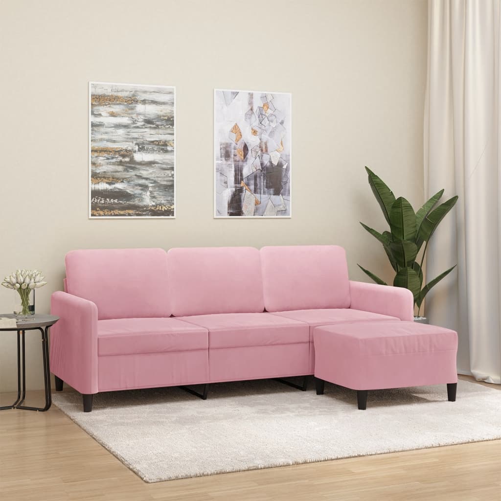 Driezitsbank met voetenbank 180 cm fluweel roze is nu te koop bij PeponiXL, paradijselijk wonen!