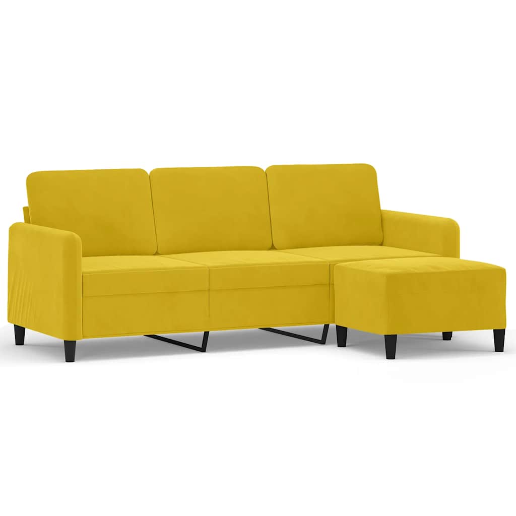 Driezitsbank met voetenbank 180 cm fluweel geel is nu te koop bij PeponiXL, paradijselijk wonen!
