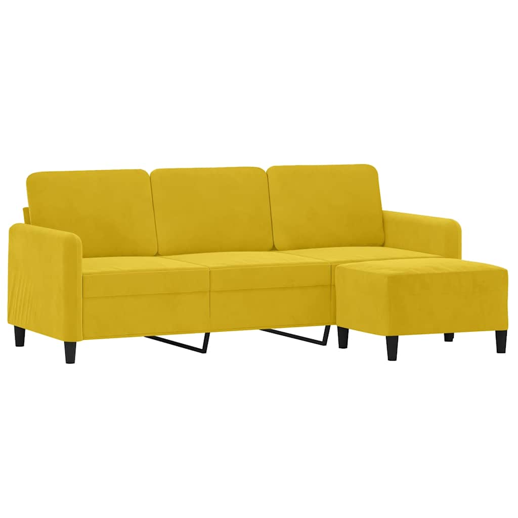 Driezitsbank met voetenbank 180 cm fluweel geel is nu te koop bij PeponiXL, paradijselijk wonen!