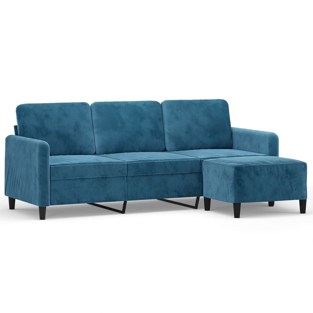Driezitsbank met voetenbank 180 cm fluweel blauw is nu te koop bij PeponiXL, paradijselijk wonen!