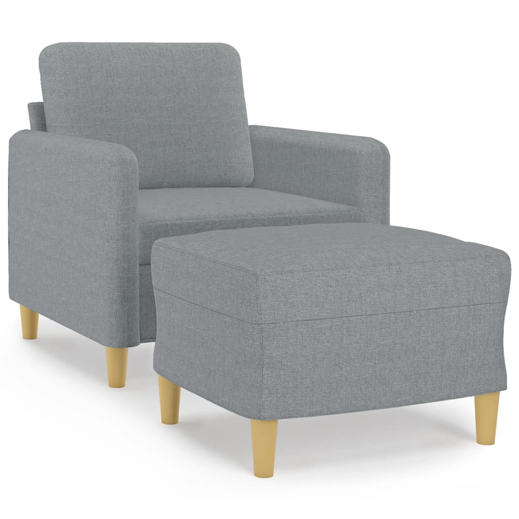 Fauteuil met voetenbank 60 cm stof lichtgrijs is nu te koop bij PeponiXL, paradijselijk wonen!