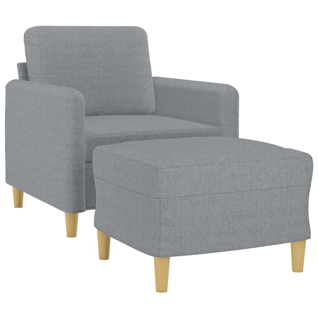 Fauteuil met voetenbank 60 cm stof lichtgrijs is nu te koop bij PeponiXL, paradijselijk wonen!