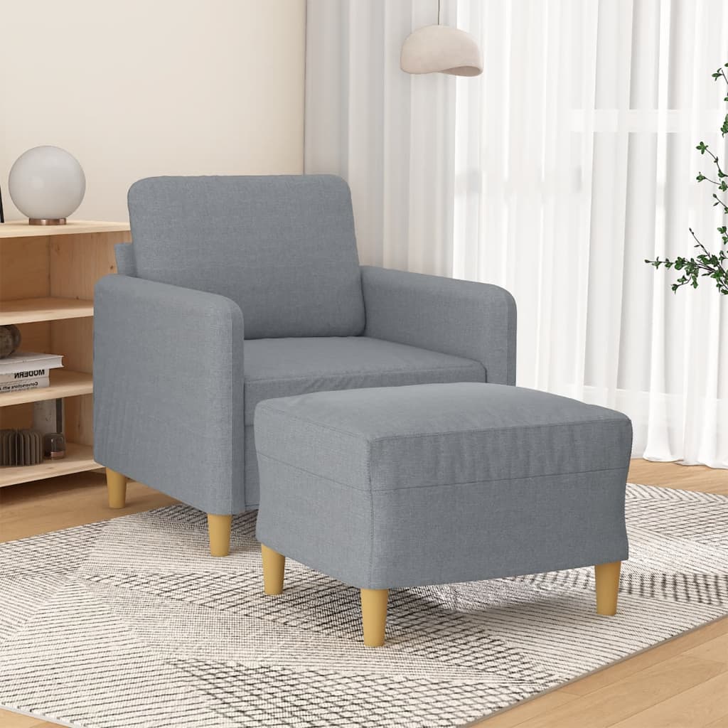 Fauteuil met voetenbank 60 cm stof lichtgrijs is nu te koop bij PeponiXL, paradijselijk wonen!