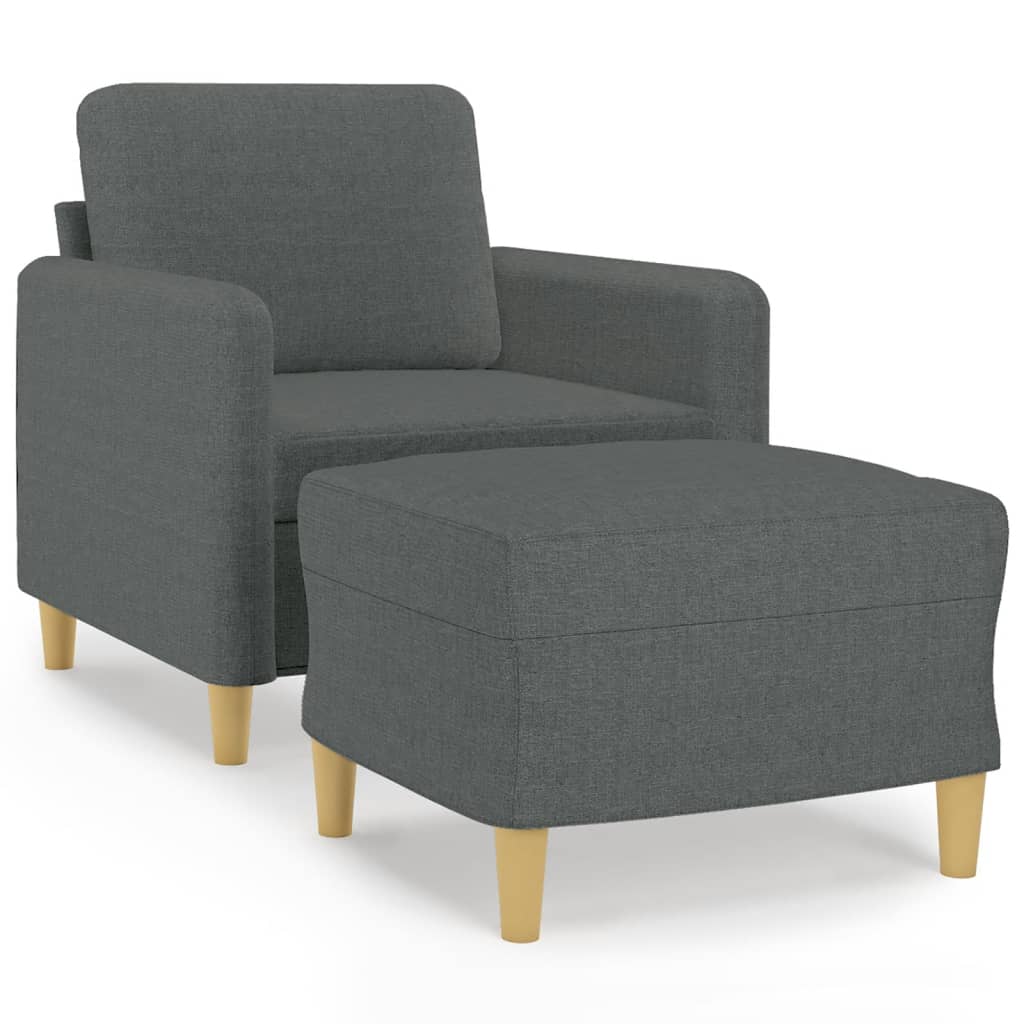 Fauteuil met voetenbank 60 cm stof donkergrijs is nu te koop bij PeponiXL, paradijselijk wonen!