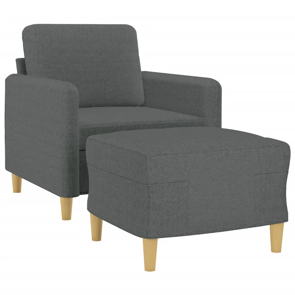 Fauteuil met voetenbank 60 cm stof donkergrijs is nu te koop bij PeponiXL, paradijselijk wonen!